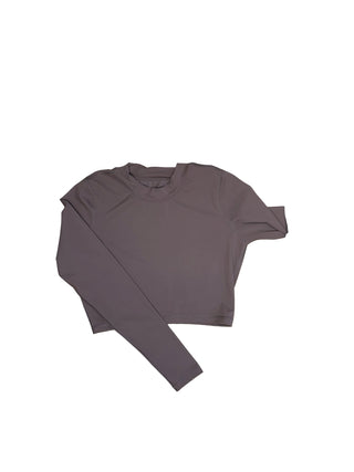 Women's L - Brown Dune Crop Long Sleeve Top