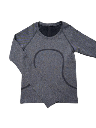 Women's 4 - Gray Sparkly Lululemon Swiftly Tech Long Sleeve *cropped