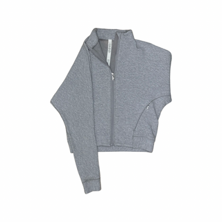 Women's 4 - Gray Textured Cropped Full-Zip Jacket