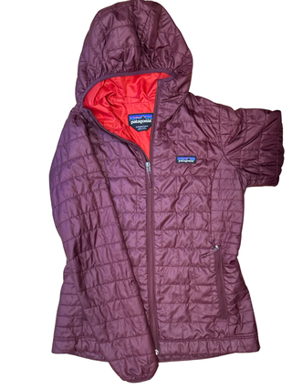 Women's S - Maroon Patagonia Nano Puff Hooded Fullzip Jacket