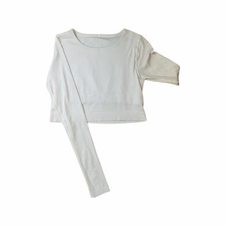 Women's 10 - Ivory Lululemon Ebb to Street Ribbed Cropped Long Sleeve