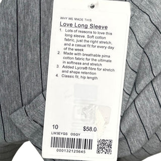 Women's 10 - NWT Gray Lululemon Love Long Sleeve
