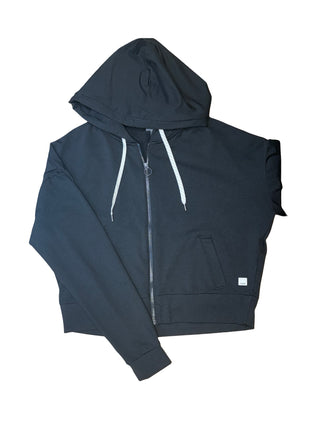Women's L - Black Vuori Granite Cropped Fullzip Hoodie