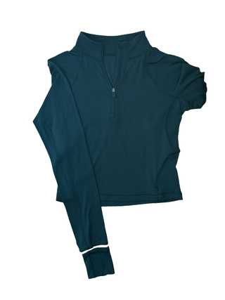 Women's 6 - Teal Lululemon Its Rulu Run Cropped Half-Zip