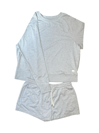 Women's L - Gray Vuori Dreamknit Performance Halo Crew and Short Set