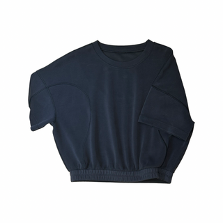 Women's 8 - Black Lululemon Cropped Softstreme Gathered Short Sleeve