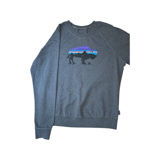Women's M - Gray Patagonia Bison Logo Crew