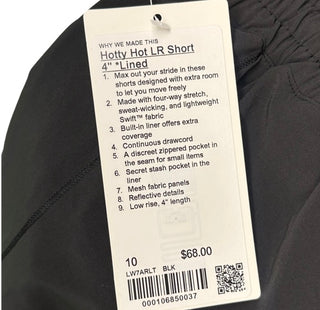 Women's 10 - NWT Black Lululemon Hotty Hot 2 Low Rise Shorts