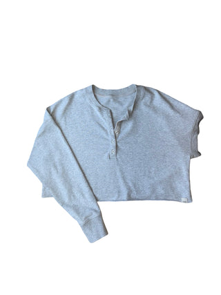 Women's M/L - Gray Vuori Cropped Oversized Henley Pullover