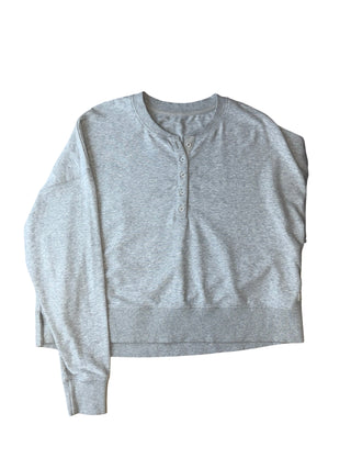 Women's XL - Gray Vuori Button Cropped Henley Pullover