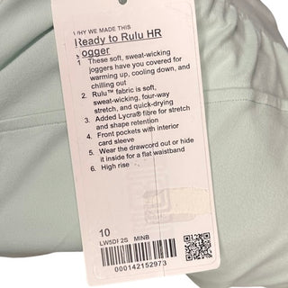 Women's 10 - NWT Mint Blue Lululemon Ready To Rulu Joggers