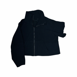 Women's XS/S - Black Textured Cropped Full-Zip Jacket