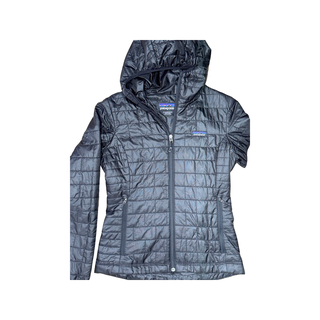 Women's S -Black Patagonia Nano Puff Hooded Fullzip Jacket