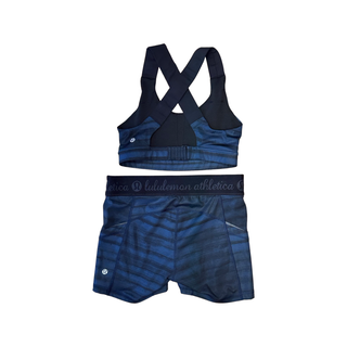 Women's S - Blue and Black Lululemon Shorts and Sports Bra Set