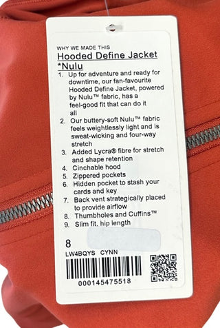 Women's 8 - NWT Cayenne Lululemon Nulu Define Jacket