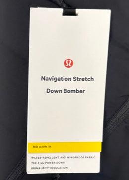 Women's 8 - NWT Black Lululemon Navigation Stretch Down Bomber