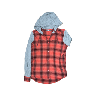 Women's  XS - Pink Plaid North Face Long Sleeve Hoodie